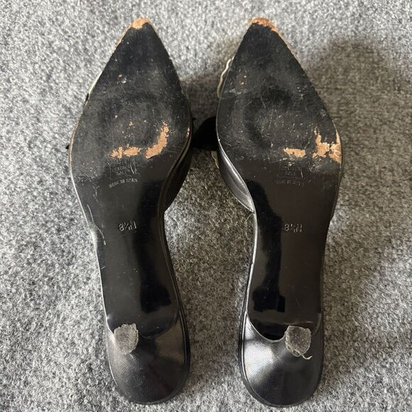 ZALO Floral Slip-On Pointed Toe Kitten Heel Leather Upper 8.5M Rose Appliqués - Picture 6 of 7